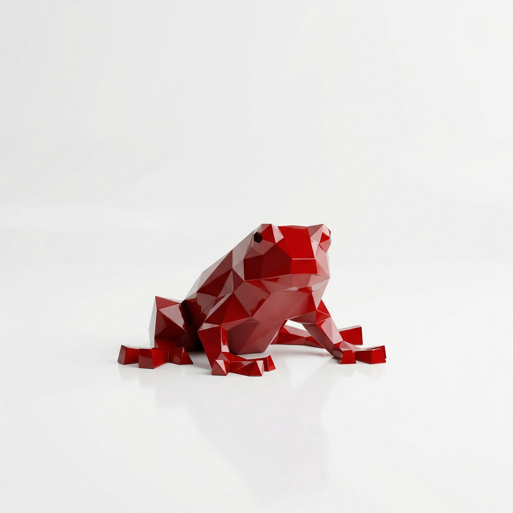 Grande Sculpture de Grenouille Polygone - Sculpture Origami