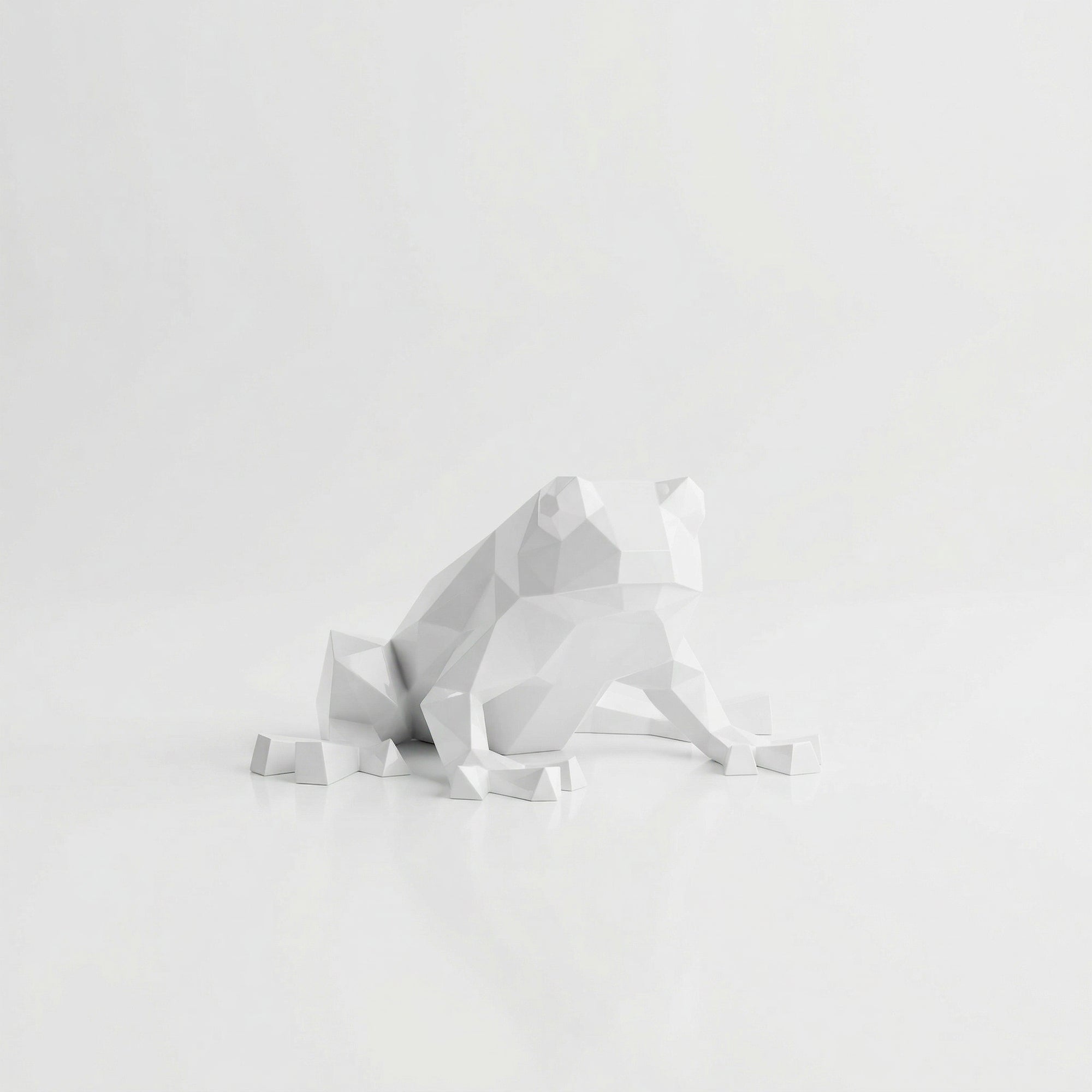 Grande Sculpture de Grenouille Polygone - Sculpture Origami