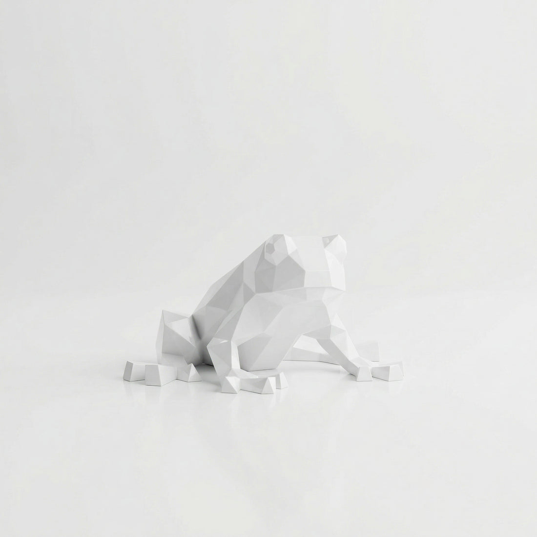Grande Sculpture de Grenouille Polygone - Sculpture Origami