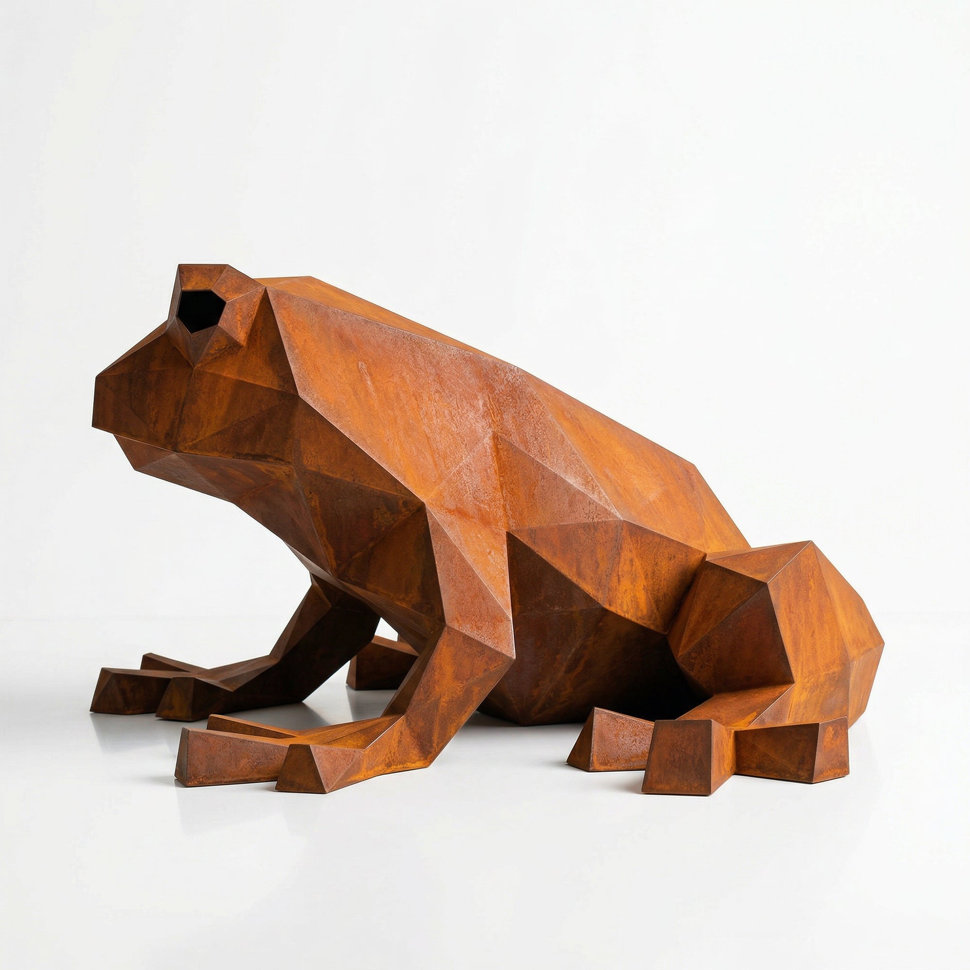 Grande Sculpture de Grenouille Polygone - Sculpture Origami