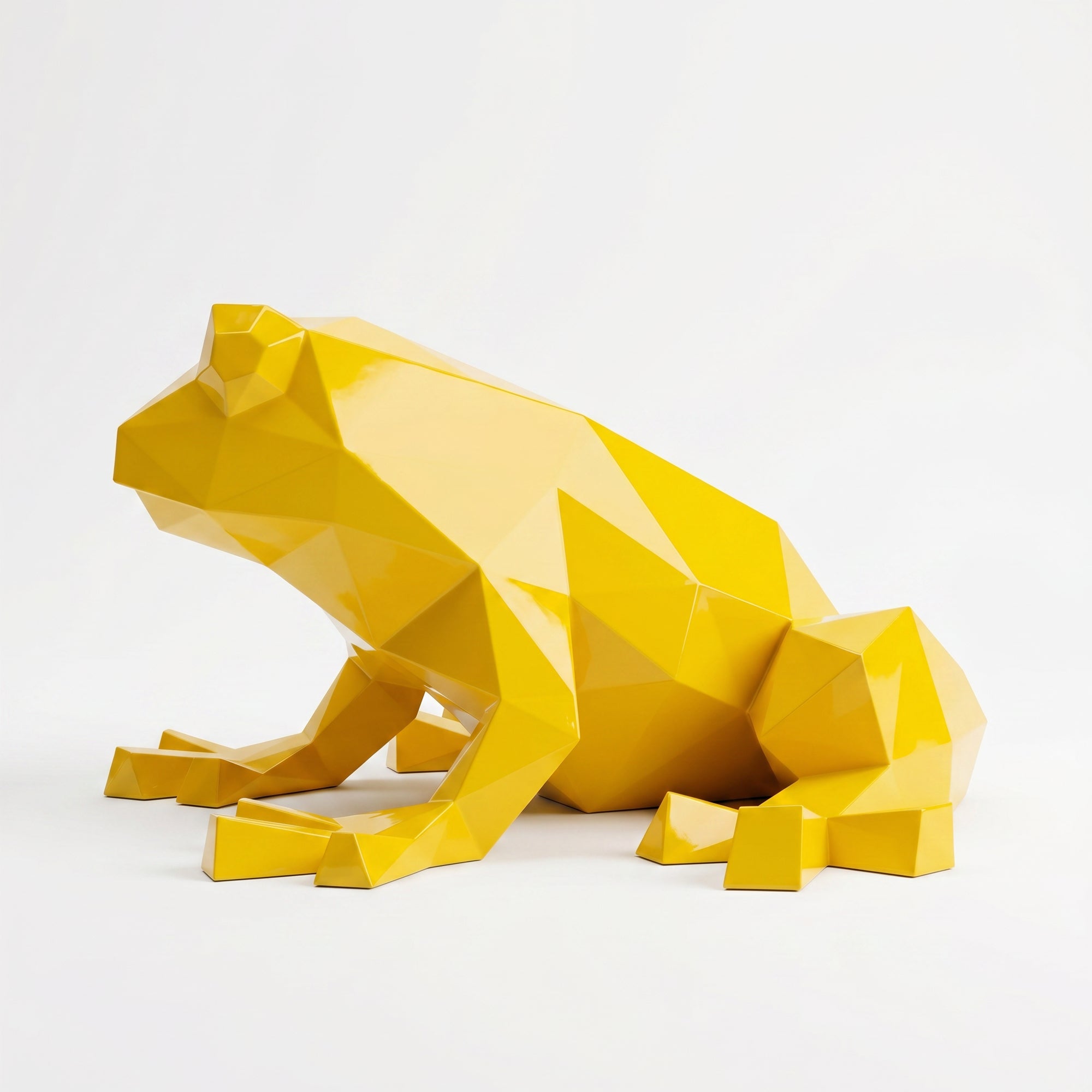 Grande Sculpture de Grenouille Polygone - Sculpture Origami