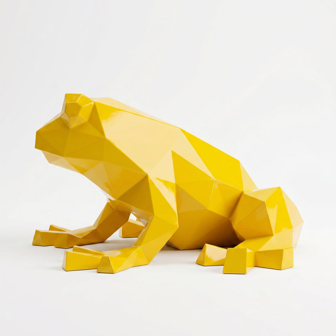Grande Sculpture de Grenouille Polygone - Sculpture Origami