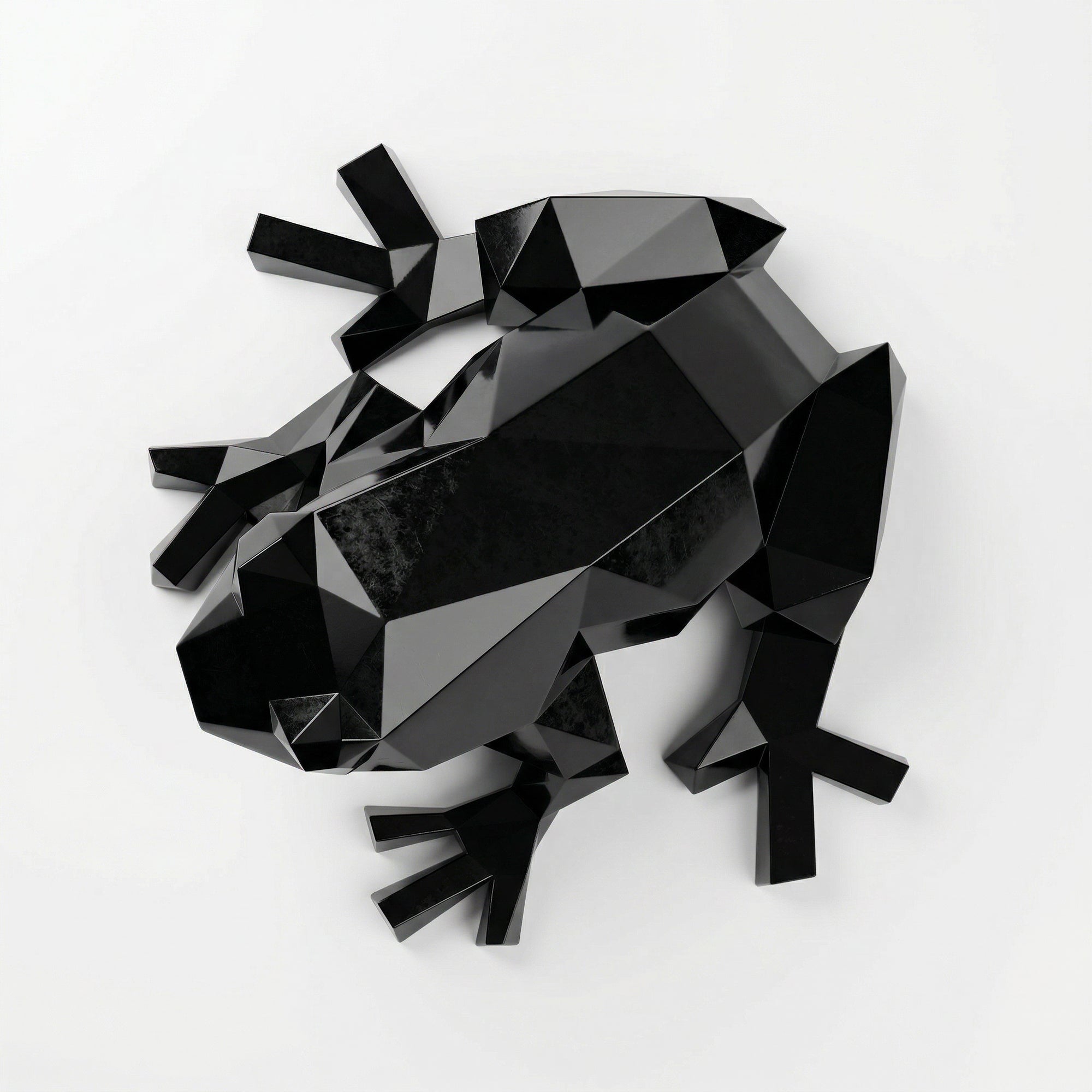 Grande Sculpture de Grenouille Polygone - Sculpture Origami