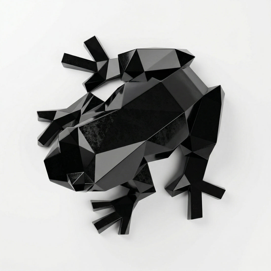 Grande Sculpture de Grenouille Polygone - Sculpture Origami