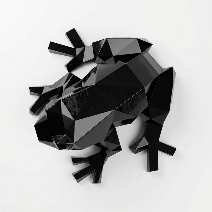 Grande Sculpture de Grenouille Polygone - Sculpture Origami