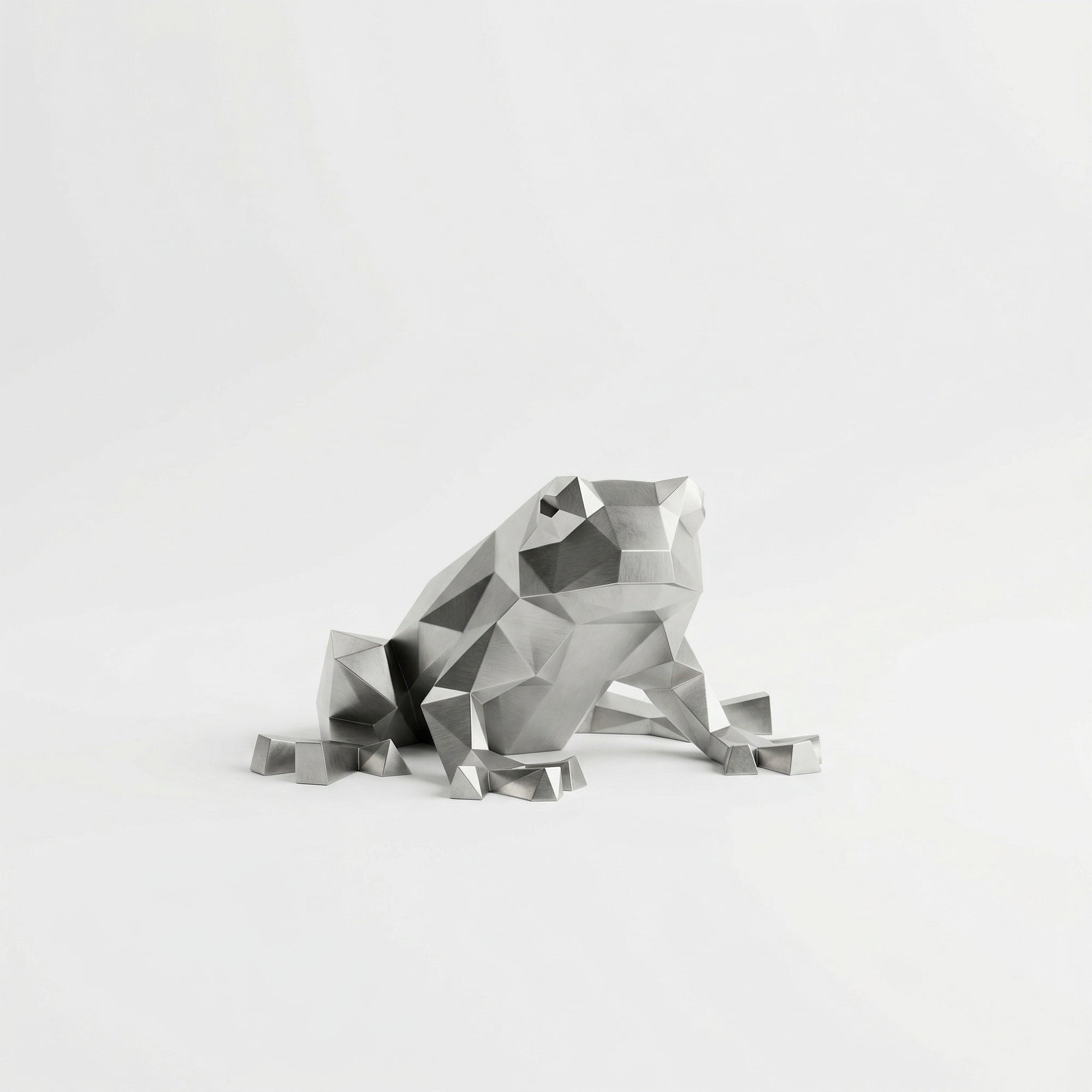 Grande Sculpture de Grenouille Polygone - Sculpture Origami