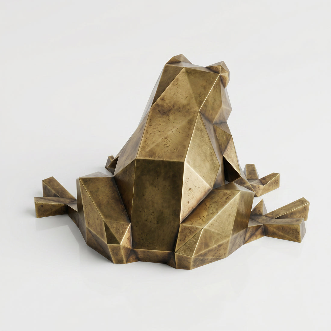 Grande Sculpture de Grenouille Polygone - Sculpture Origami