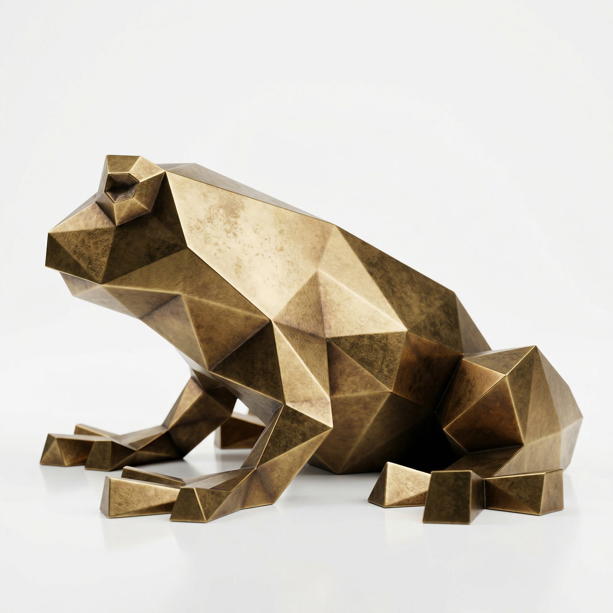 Grande Sculpture de Grenouille Polygone - Sculpture Origami
