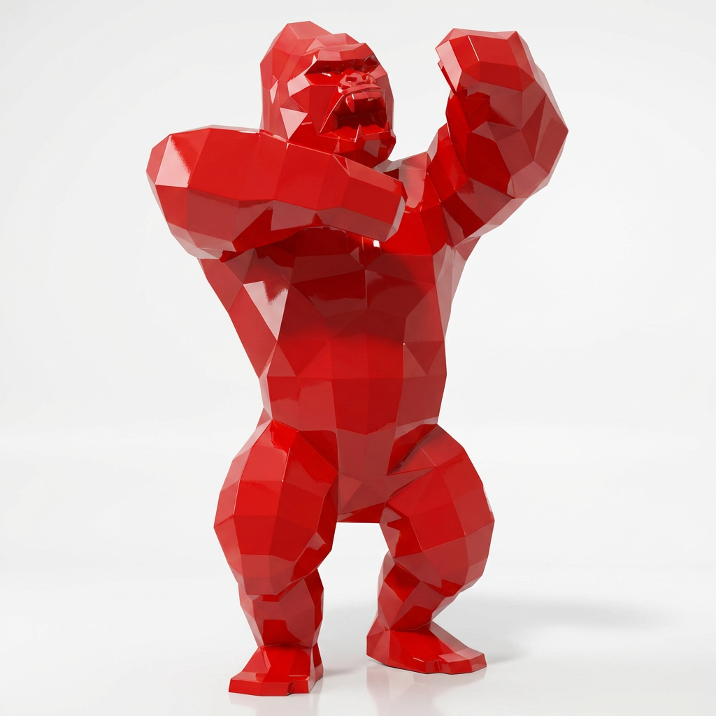 Sculpture Gorille Debout Facettée - Sculpture Origami
