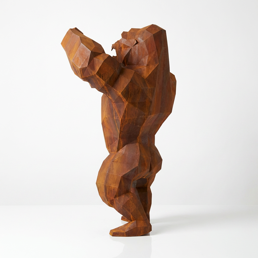 Sculpture Gorille Debout Facettée - Sculpture Origami