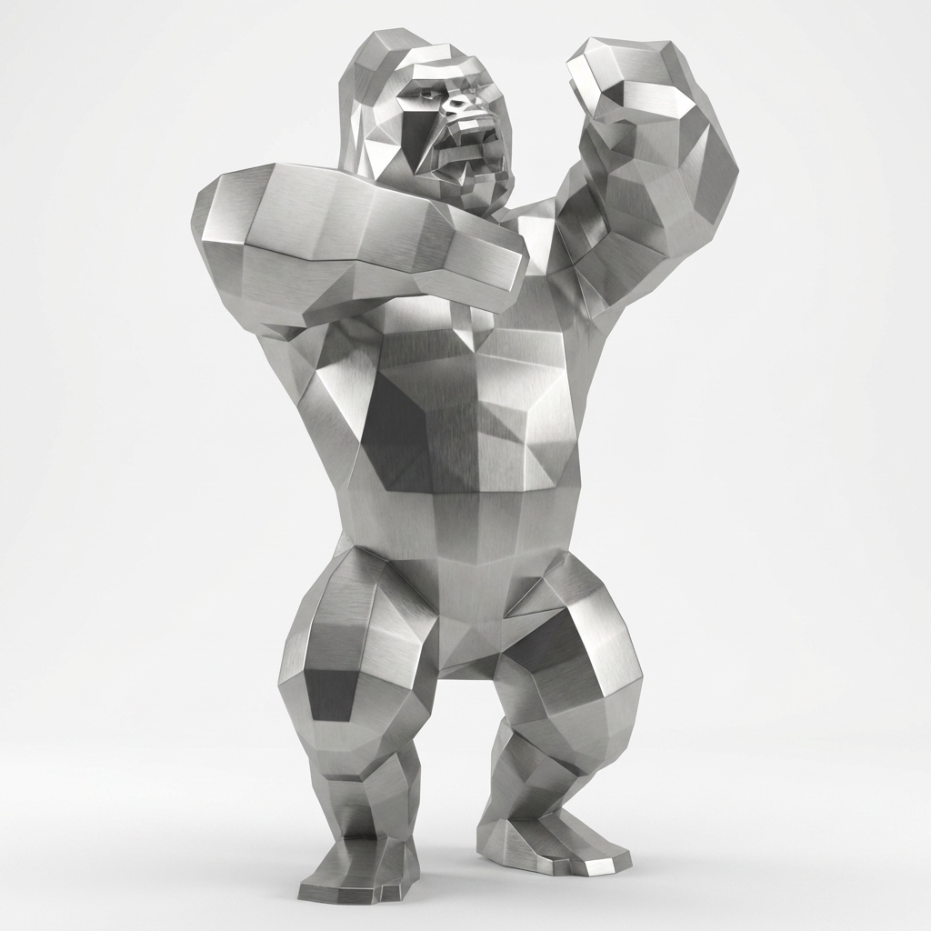 Sculpture Gorille Debout Facettée - Sculpture Origami