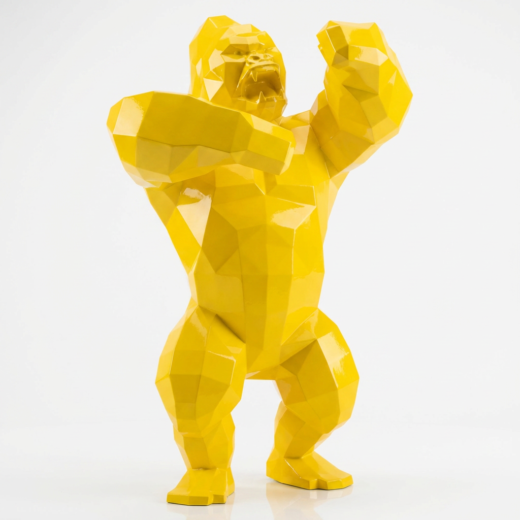 Sculpture Gorille Debout Facettée - Sculpture Origami