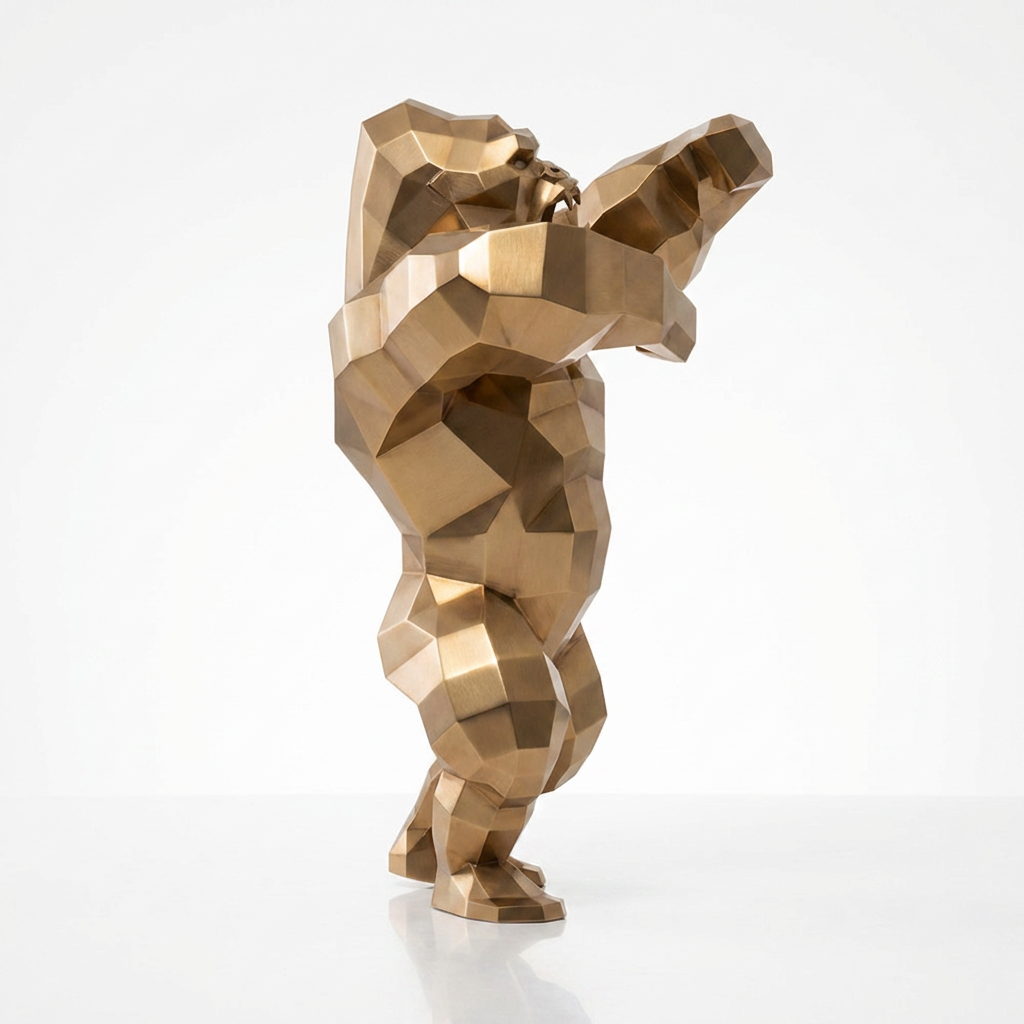 Sculpture Gorille Debout Facettée - Sculpture Origami
