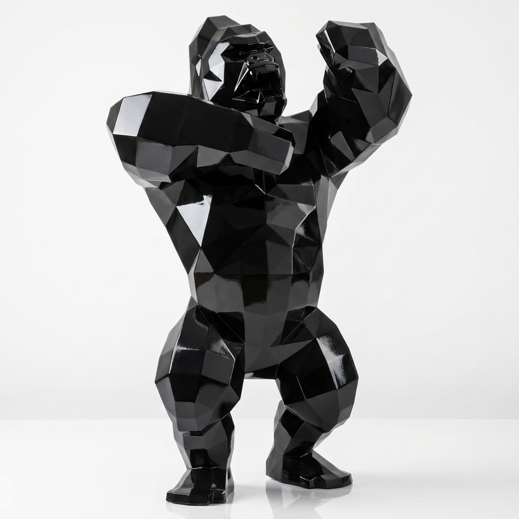 Sculpture Gorille Debout Facettée - Sculpture Origami