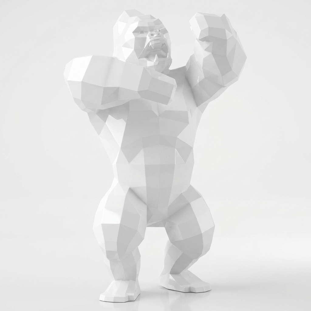 Sculpture Gorille Debout Facettée - Sculpture Origami