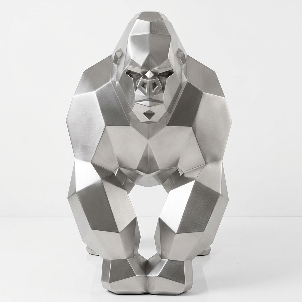 Sculpture Gorille Géométrique Facettée - Sculpture Origami