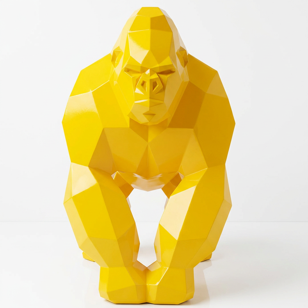 Sculpture Gorille Géométrique Facettée - Sculpture Origami