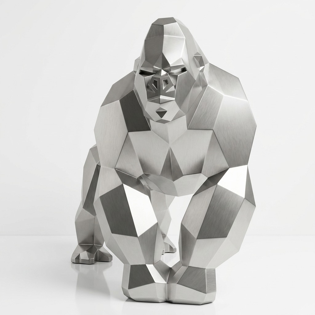 Sculpture Gorille Géométrique Facettée - Sculpture Origami