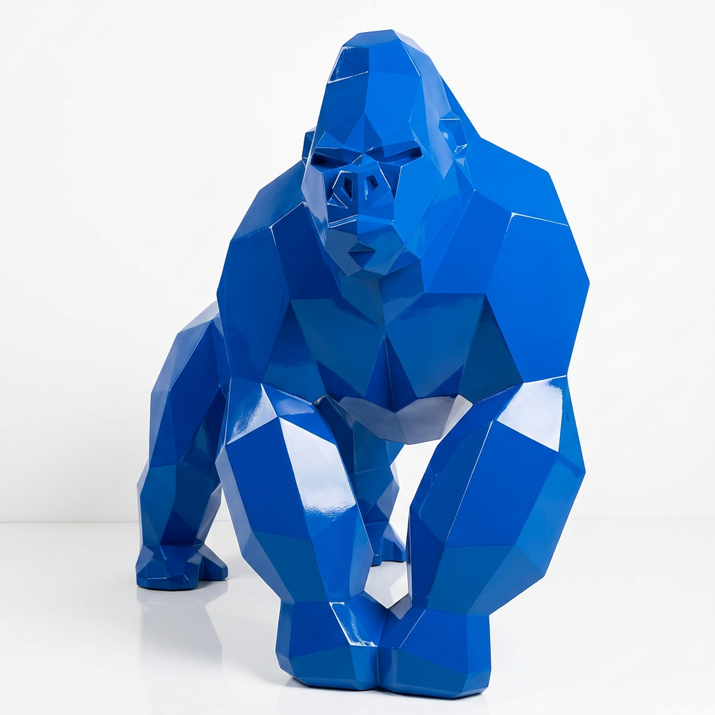 Sculpture Gorille Géométrique Facettée - Sculpture Origami