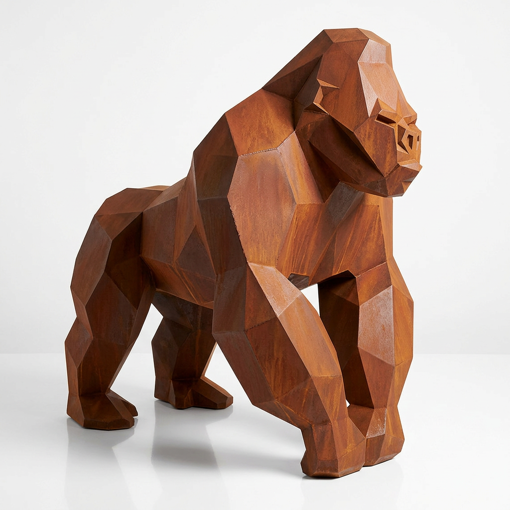 Sculpture Gorille Géométrique Facettée - Sculpture Origami