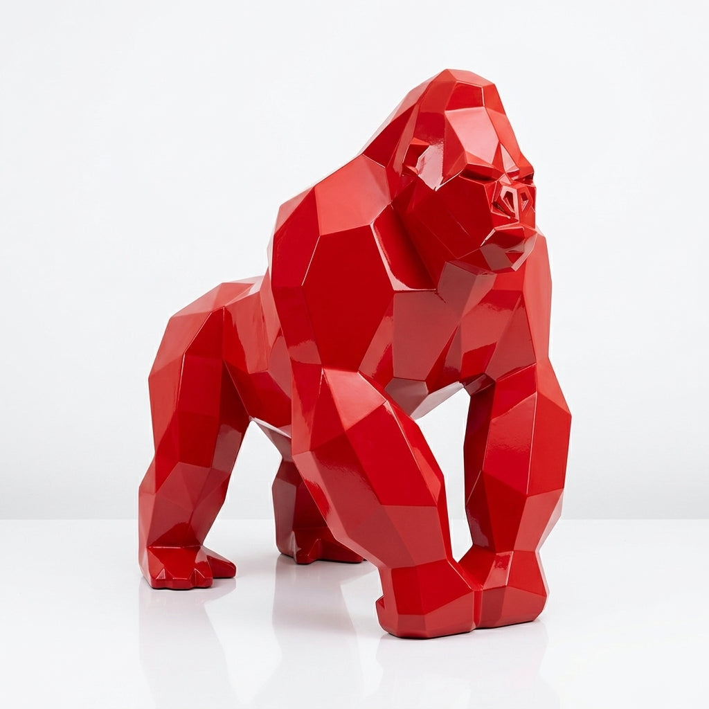 Sculpture Gorille Géométrique Facettée - Sculpture Origami