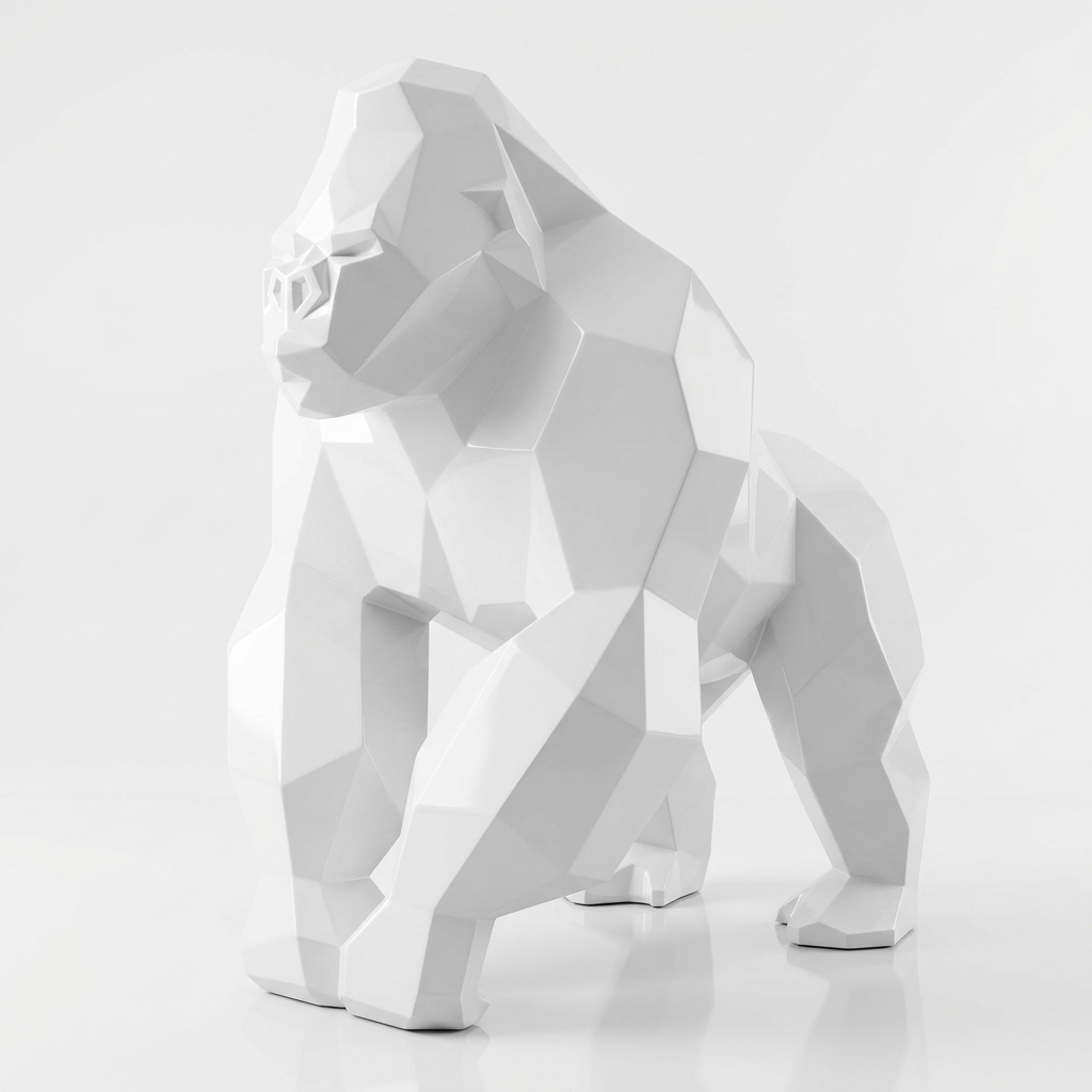 Sculpture Gorille Géométrique Facettée - Sculpture Origami