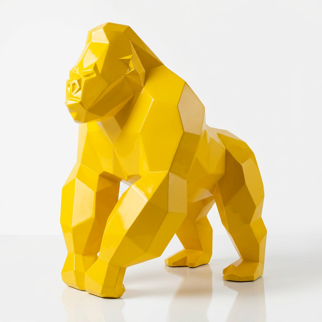 Sculpture Gorille Géométrique Facettée - Sculpture Origami