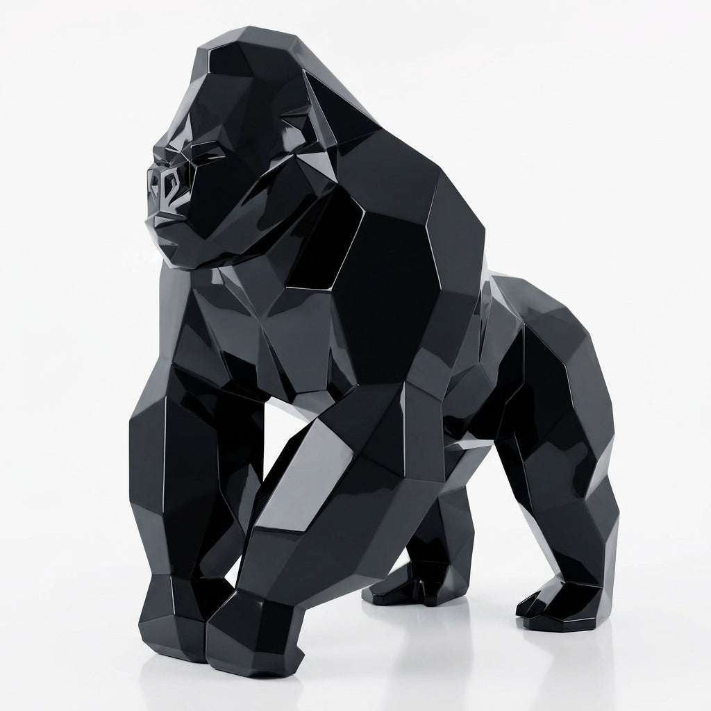 Sculpture Gorille Géométrique Facettée - Sculpture Origami