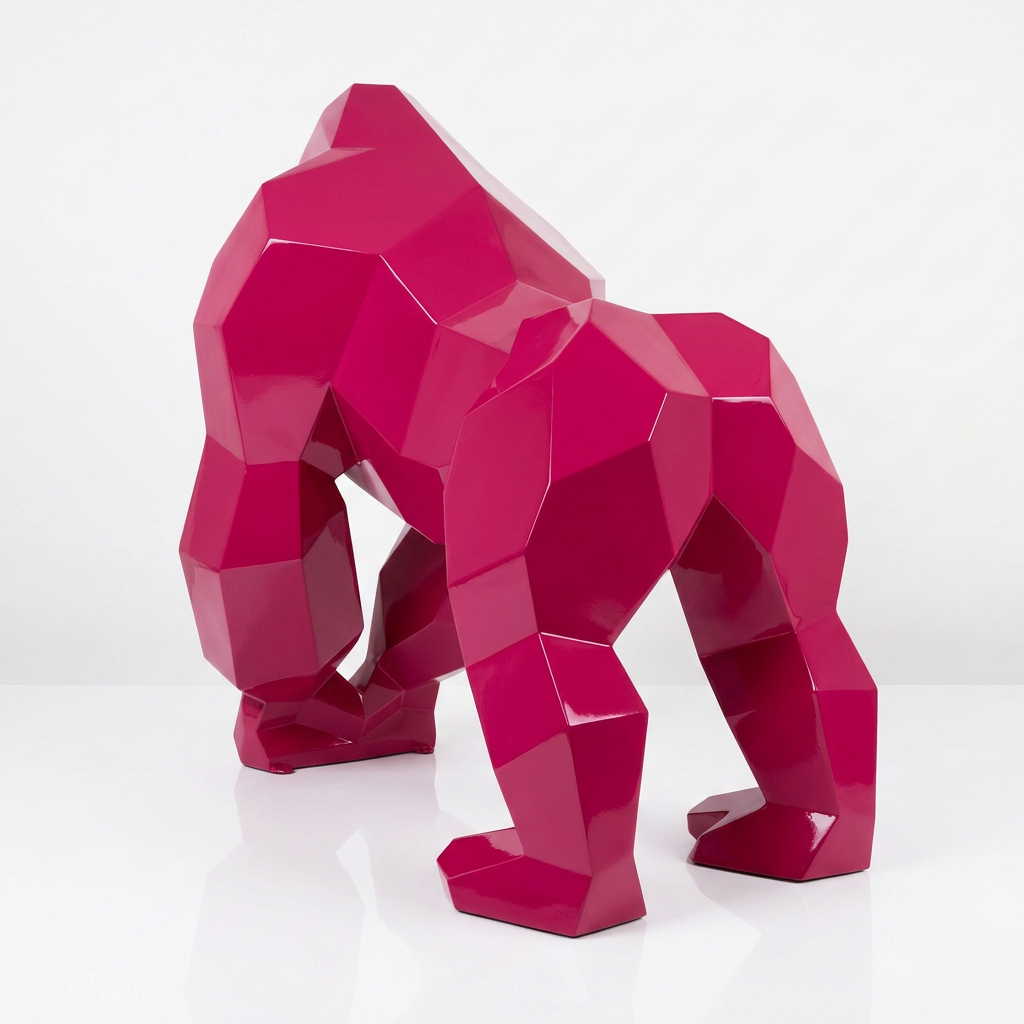 Sculpture Gorille Géométrique Facettée - Sculpture Origami