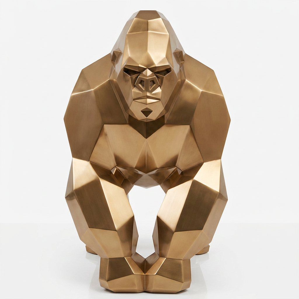 Sculpture Gorille Géométrique Facettée - Sculpture Origami