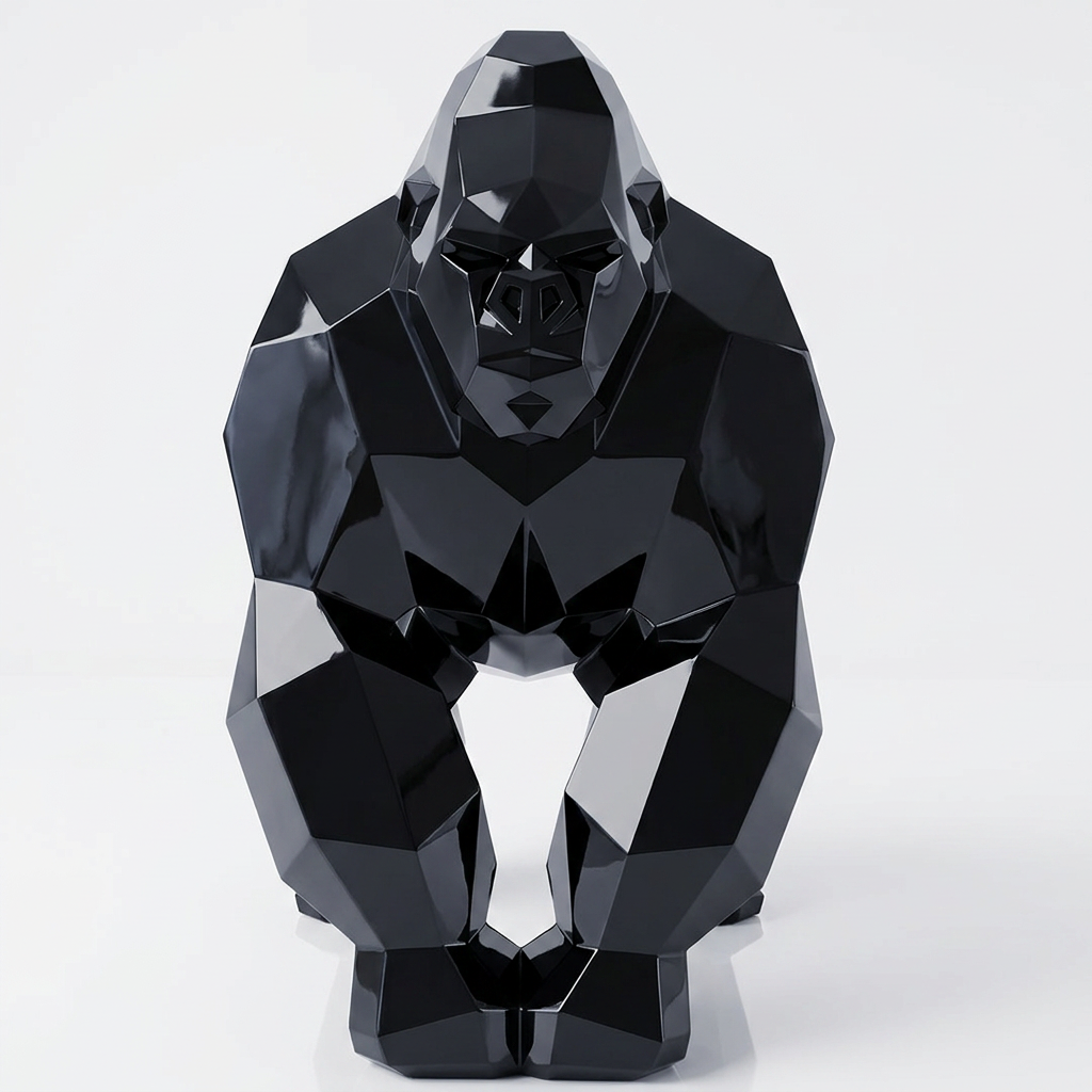 Sculpture Gorille Géométrique Facettée - Sculpture Origami