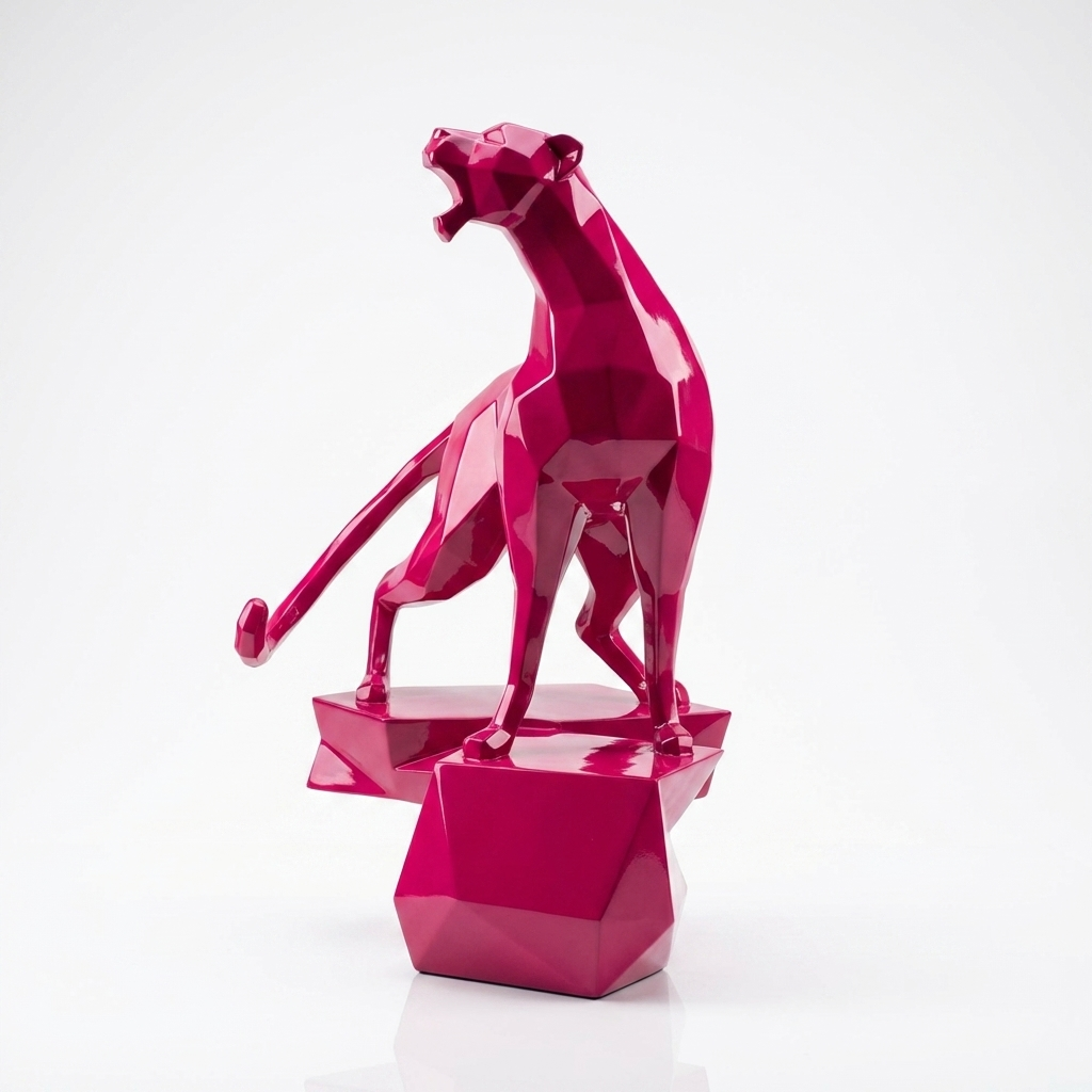 Grande Sculpture Guépard - Sculpture Origami