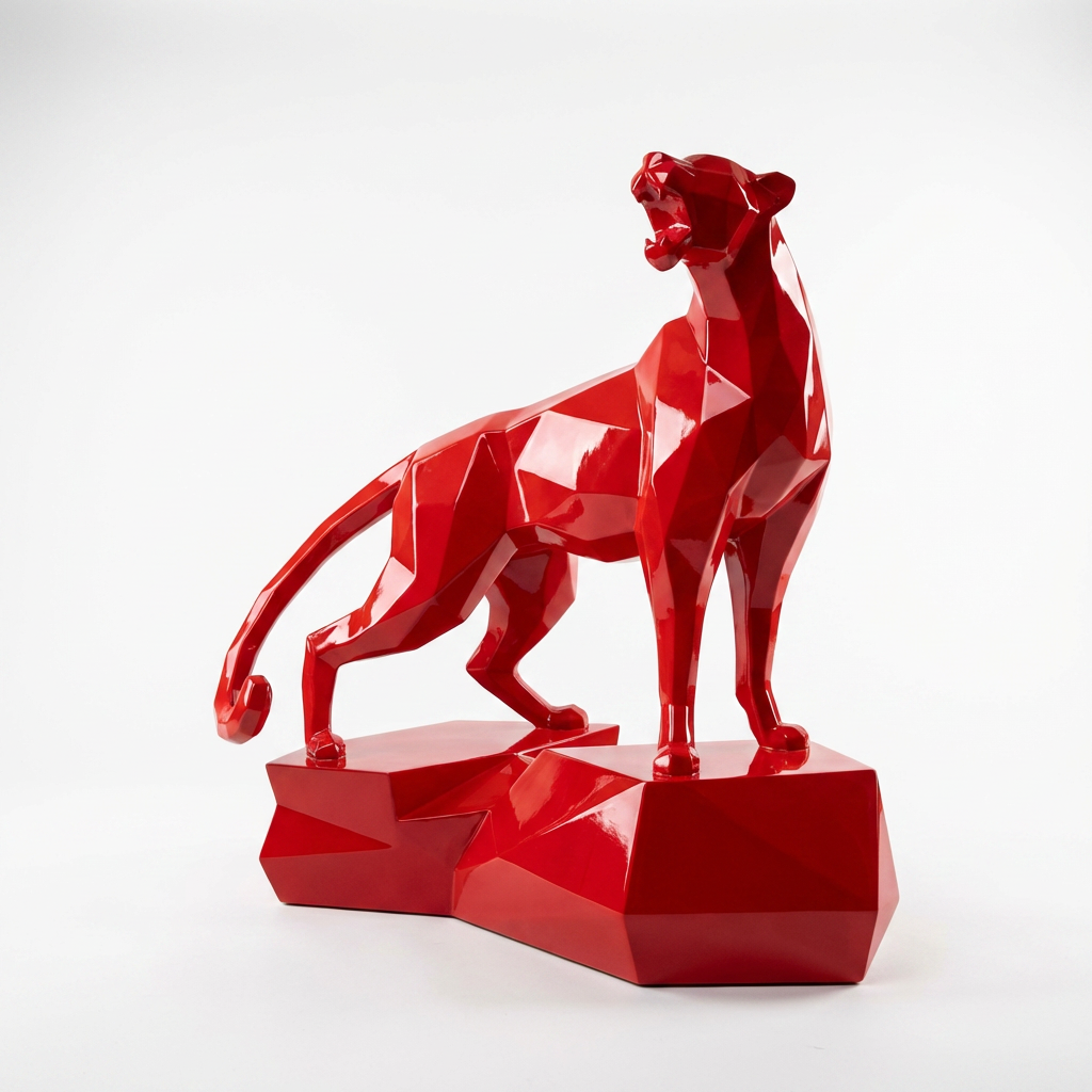 Grande Sculpture Guépard - Sculpture Origami