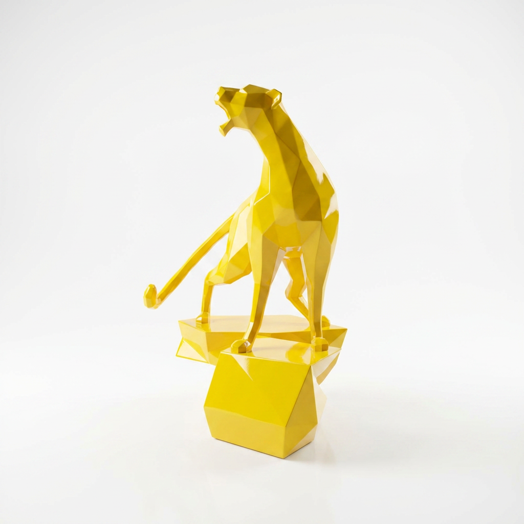 Grande Sculpture Guépard - Sculpture Origami