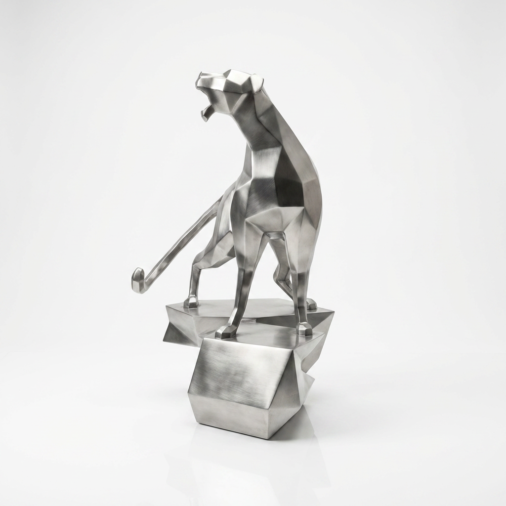 Grande Sculpture Guépard - Sculpture Origami