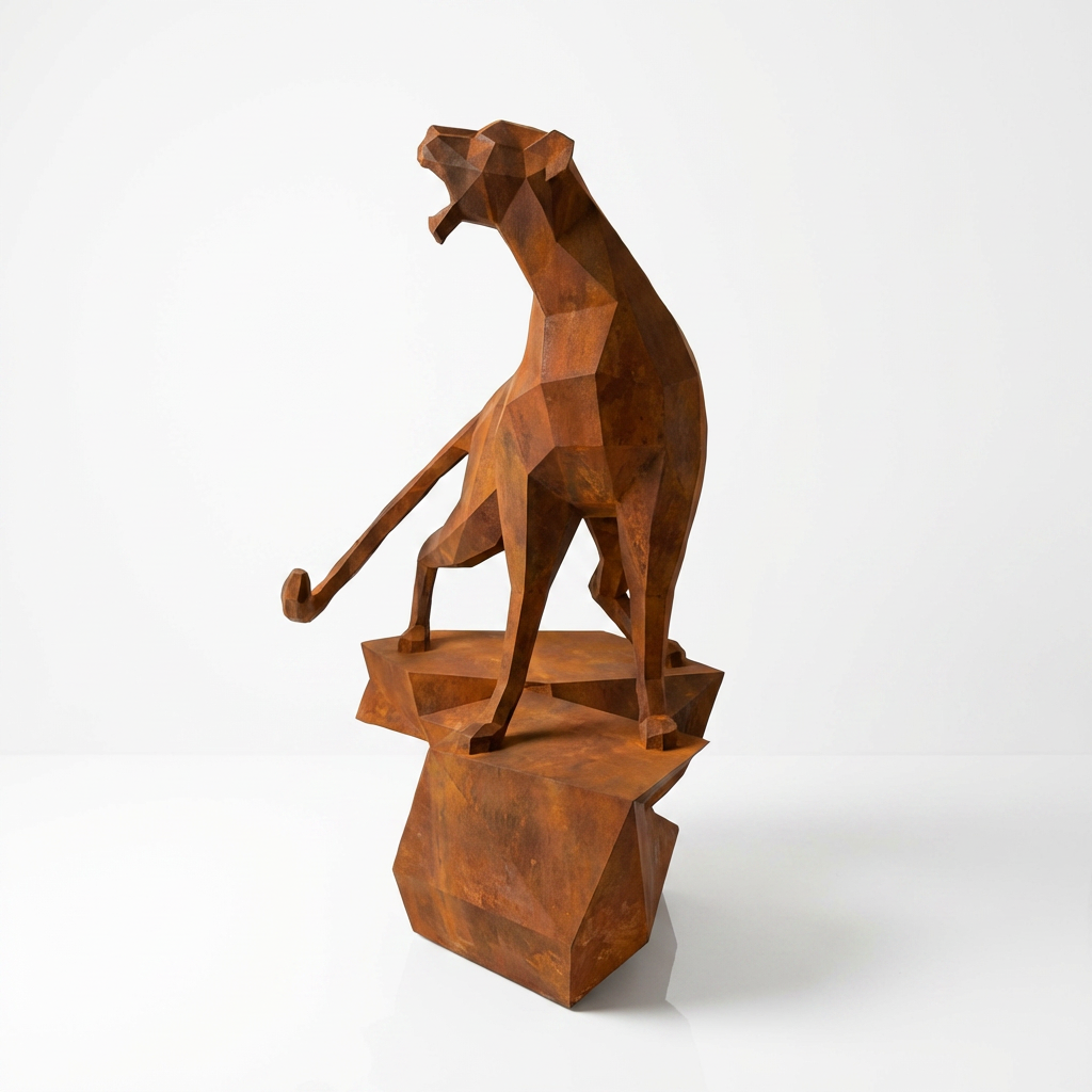 Grande Sculpture Guépard - Sculpture Origami