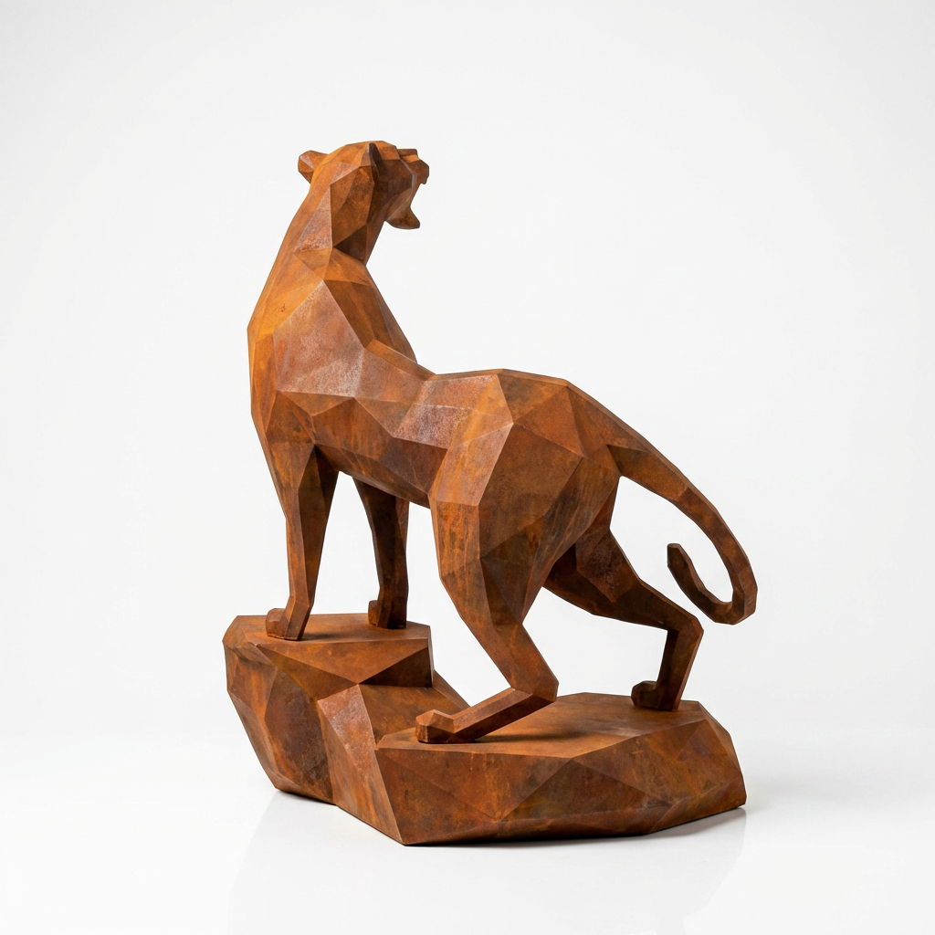 Grande Sculpture Guépard - Sculpture Origami