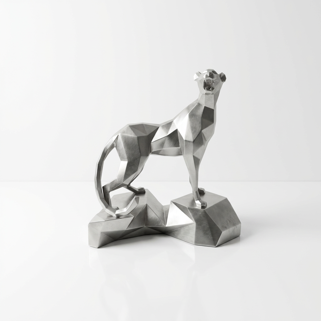 Grande Sculpture Guépard - Sculpture Origami