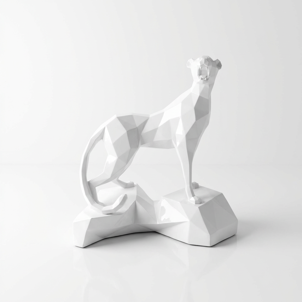 Grande Sculpture Guépard - Sculpture Origami