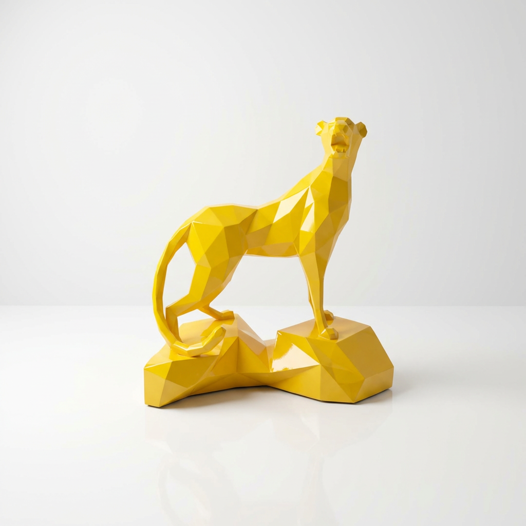Grande Sculpture Guépard - Sculpture Origami