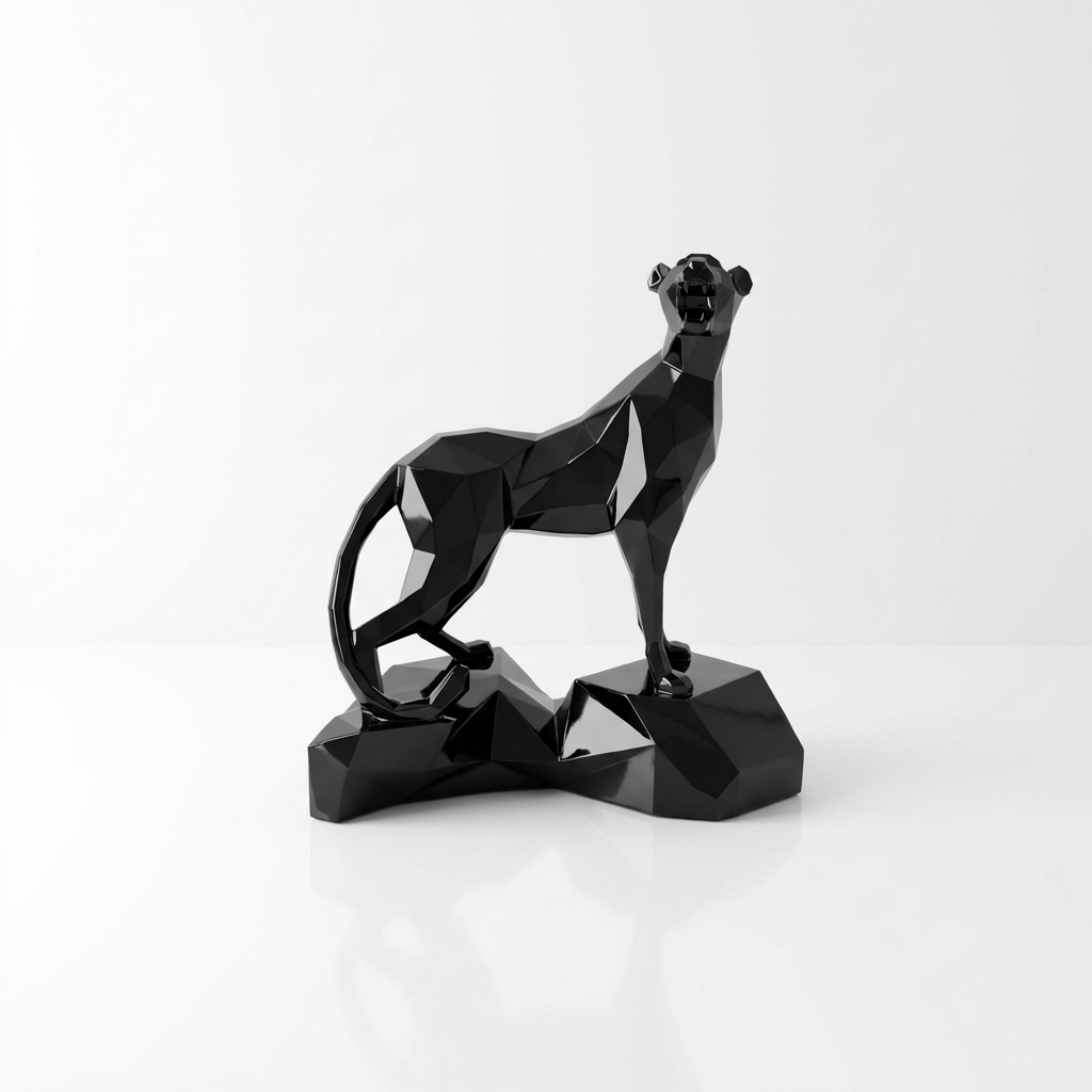 Grande Sculpture Guépard - Sculpture Origami