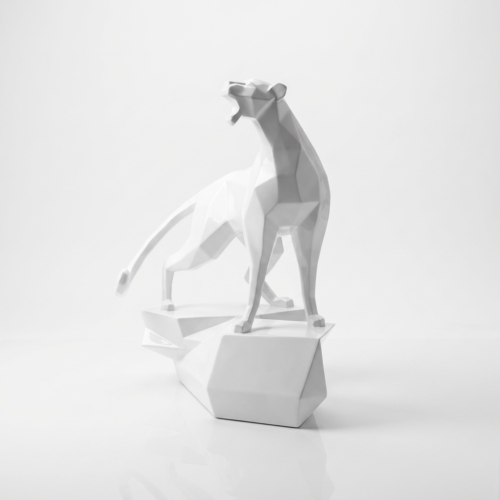 Grande Sculpture Guépard - Sculpture Origami