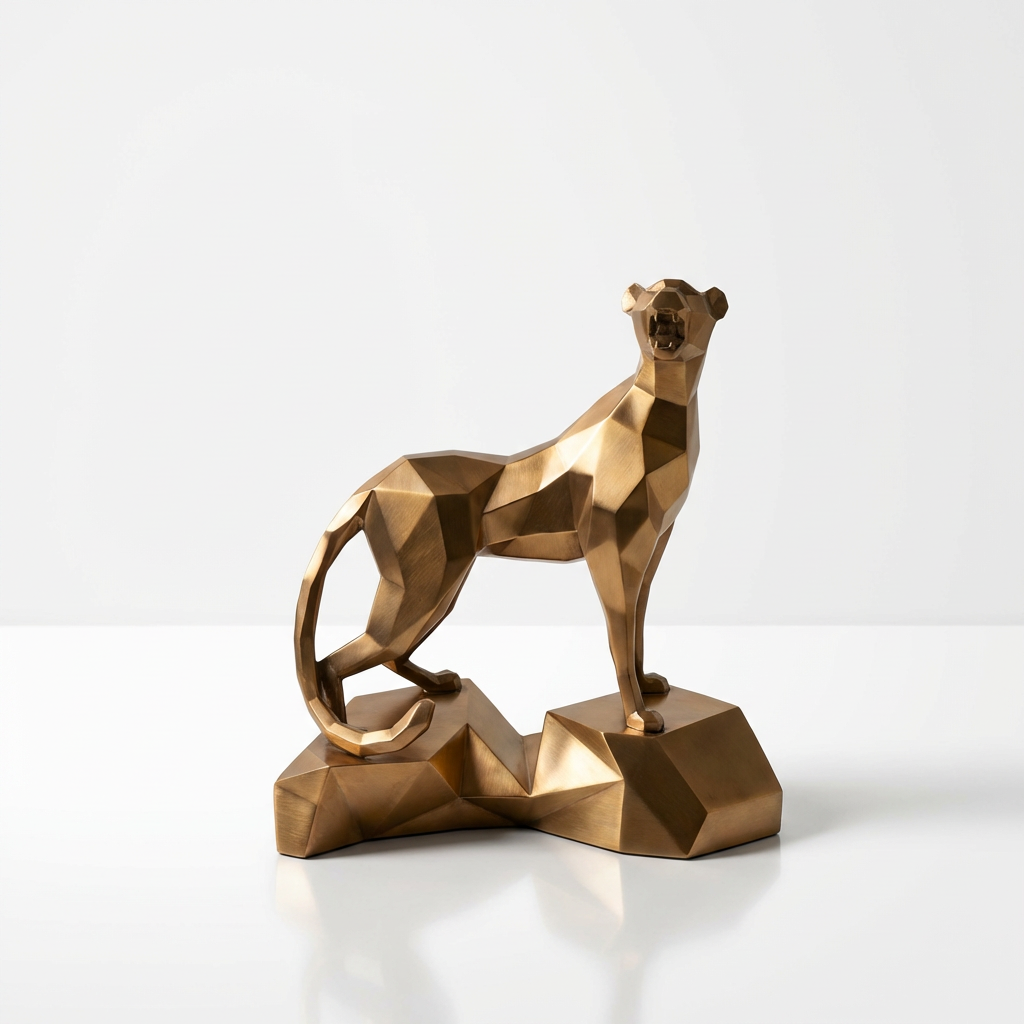 Grande Sculpture Guépard - Sculpture Origami