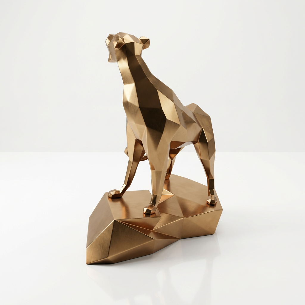 Grande Sculpture Guépard - Sculpture Origami