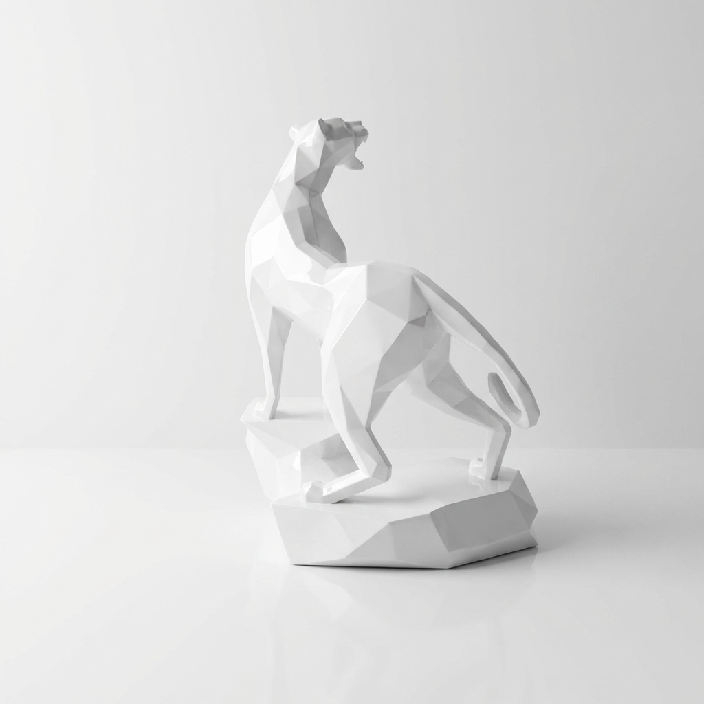 Grande Sculpture Guépard - Sculpture Origami