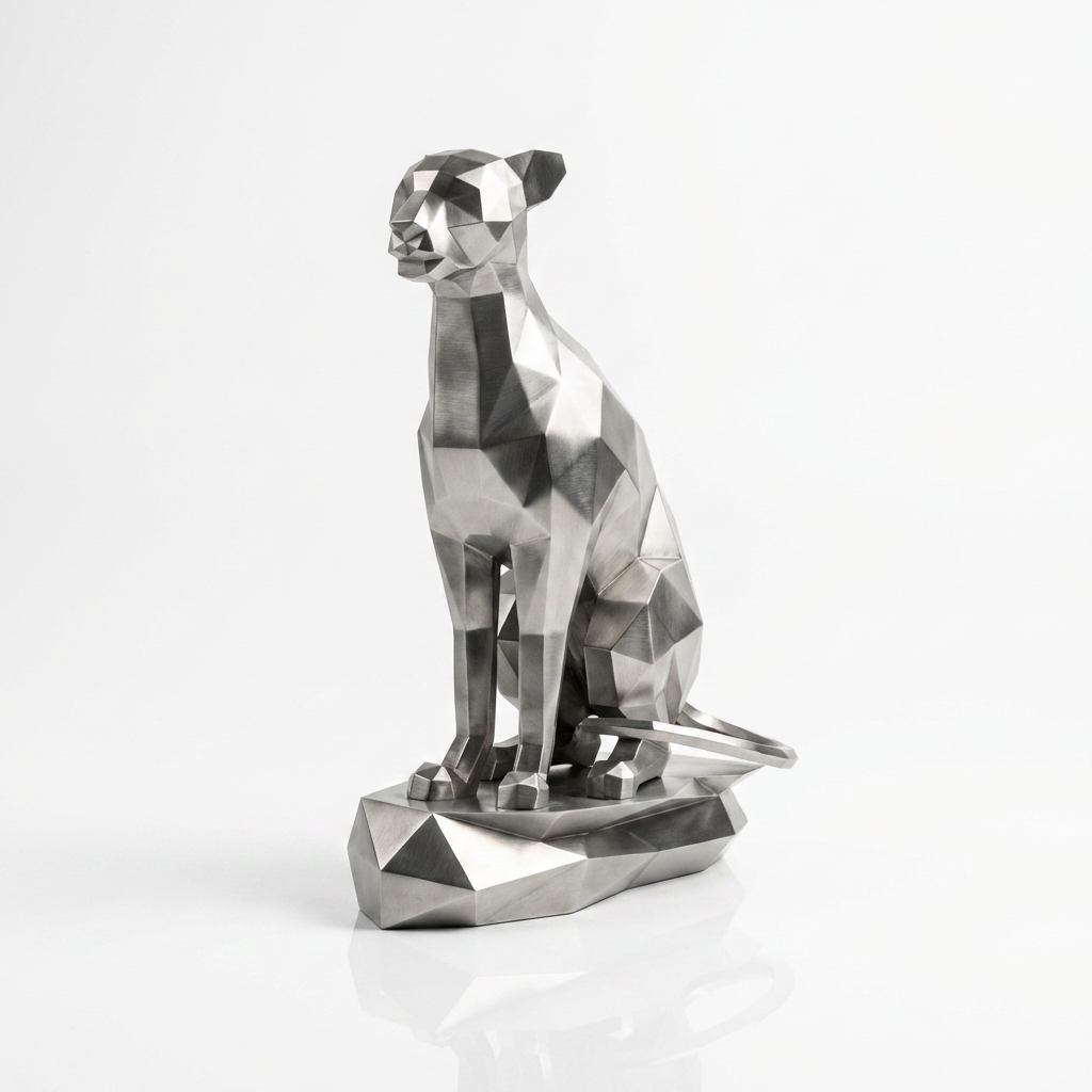 Grande Sculpture Origami Guépard Assise - Sculpture Origami
