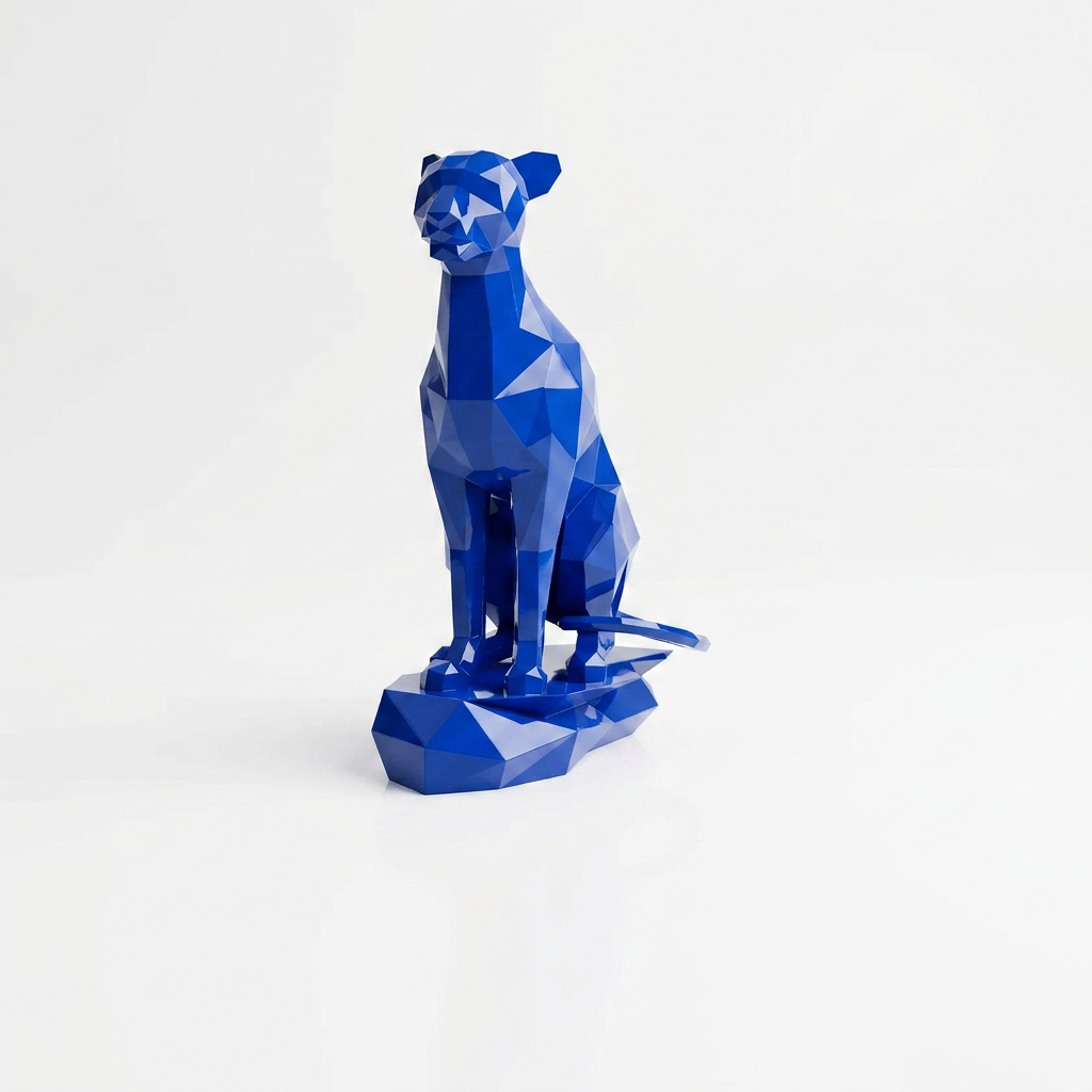 Grande Sculpture Origami Guépard Assise - Sculpture Origami