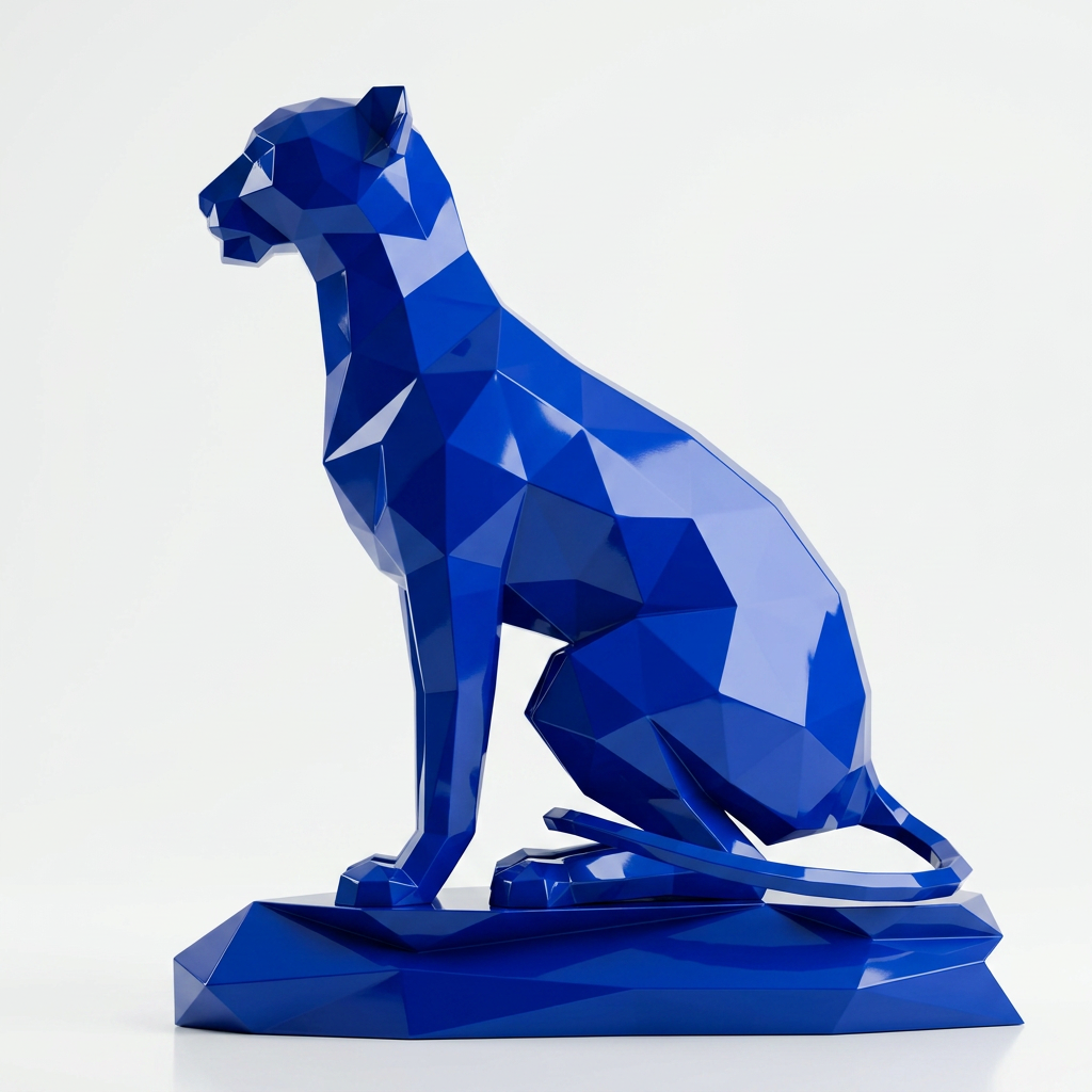 Grande Sculpture Origami Guépard Assise - Sculpture Origami