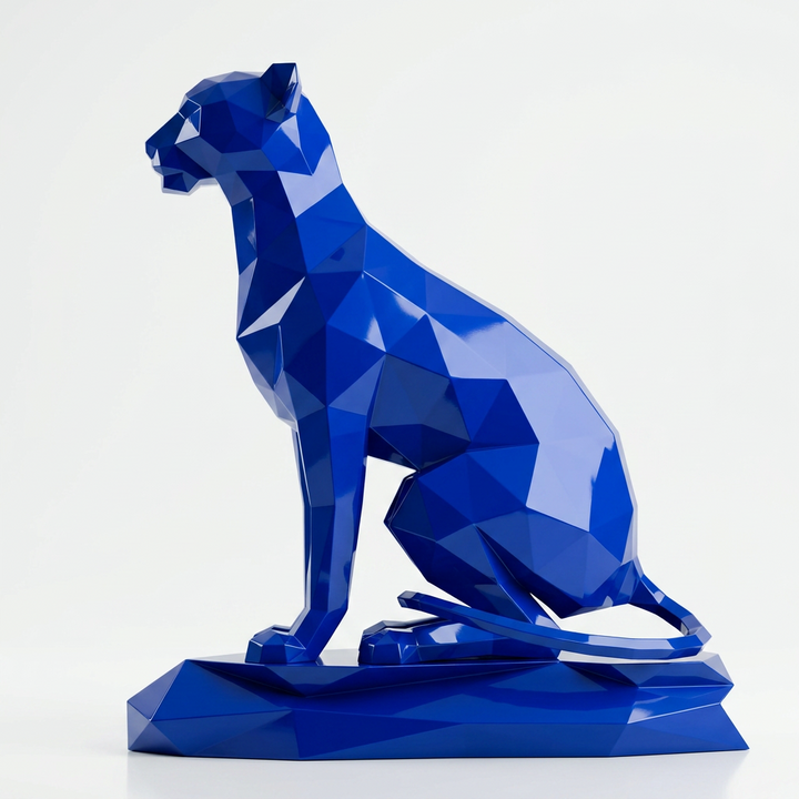 Grande Sculpture Origami Guépard Assise - Sculpture Origami