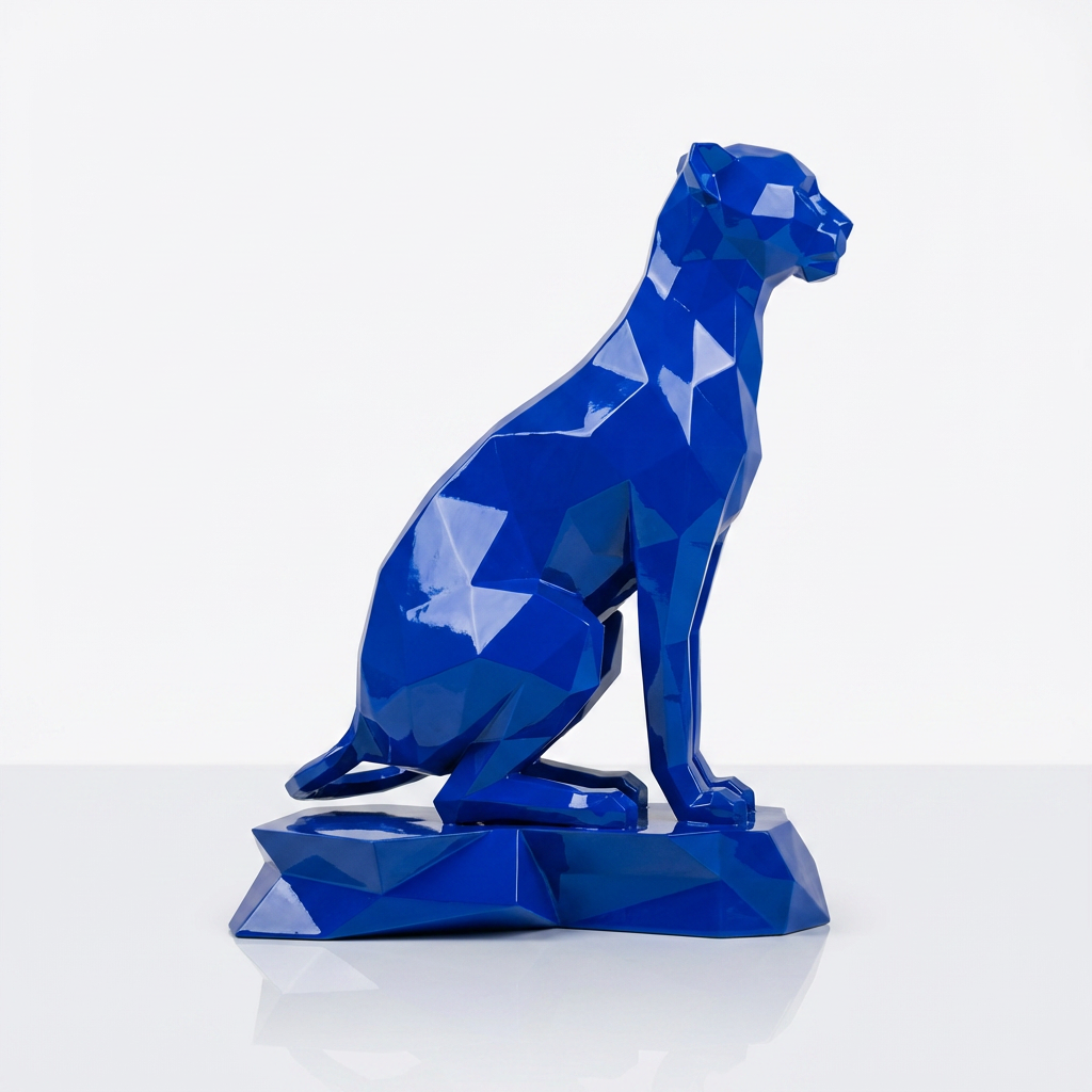 Grande Sculpture Origami Guépard Assise - Sculpture Origami